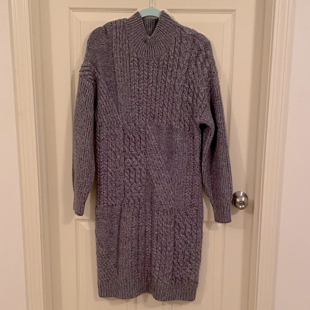 Gray cable knit sweater dress